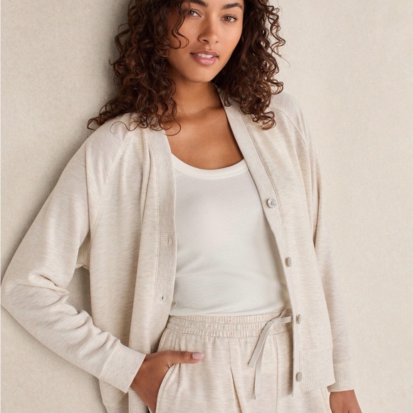 Relaxed Cream Button-Front Cardigan - Picture 2 of 7